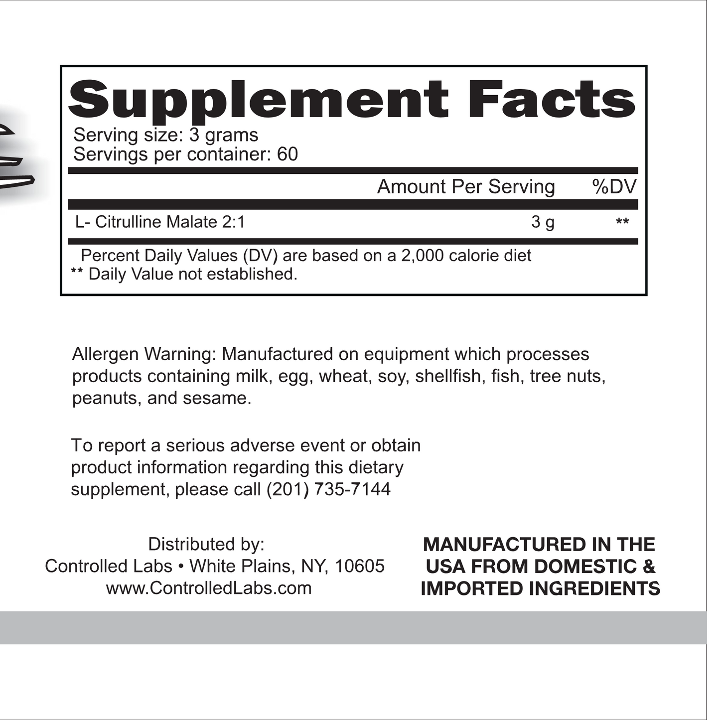 L-Citrulline Malate (Egypt) | Supplement Facts