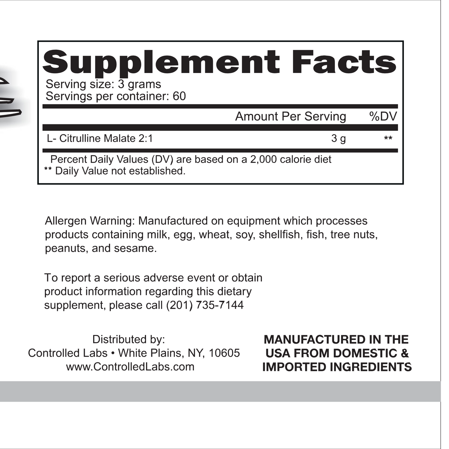 L-Citrulline Malate (Egypt) | Supplement Facts 