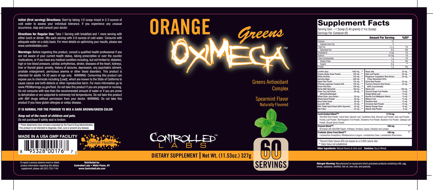 oximega greens 60 label